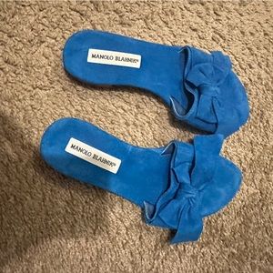 Suede Manolo sandals slides